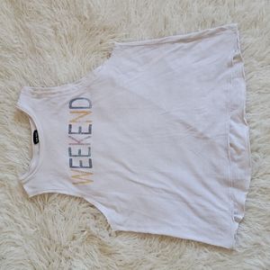 Blank Paige Distressed Retro 'Weekend' Slogan Graphic Print Streetwear Tank Top